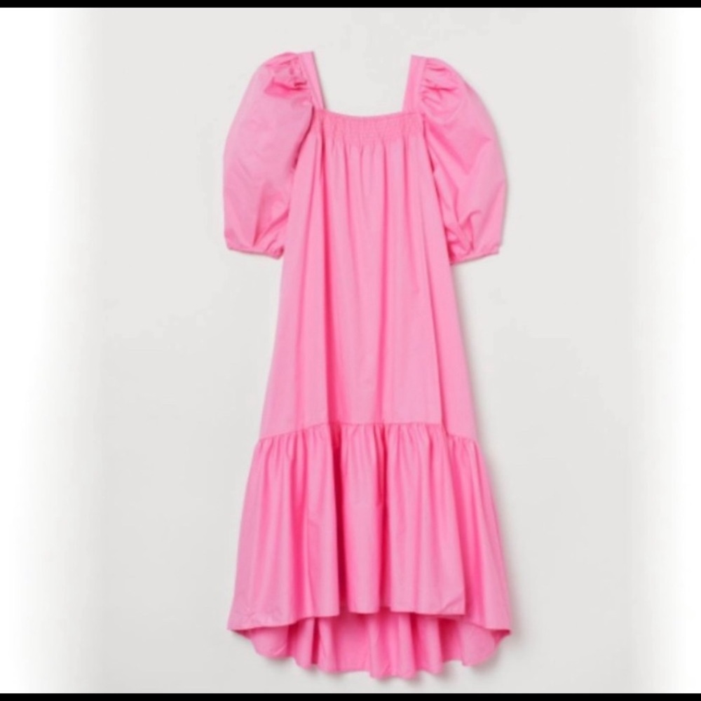 H&M Puff Sleeve Pink Maxi Dress